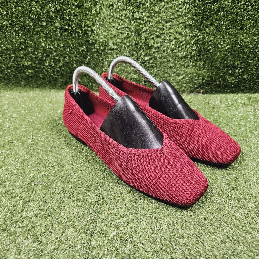 Vivaia Margot 2.0 Ruby Red Square Toe Ballerina Flats Womens 39.5 US Size 8.5